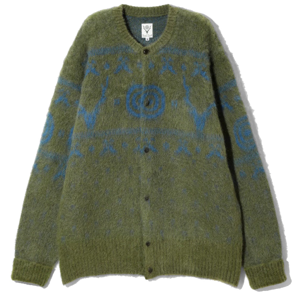 Loose Fit Crew Neck Cardigan 'Green'