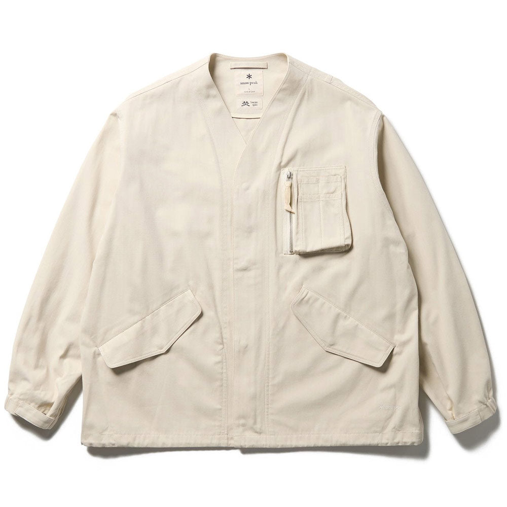 Snow Peak Takibi Herringbone Collarless Jacket 'Ecru' – Hatchet