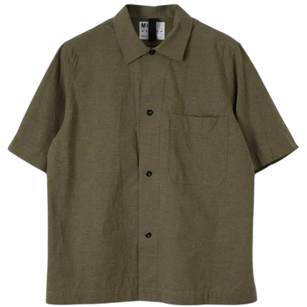 Margaret Howell MHL S/S PJ Shirt Dry Cotton End on End Moss