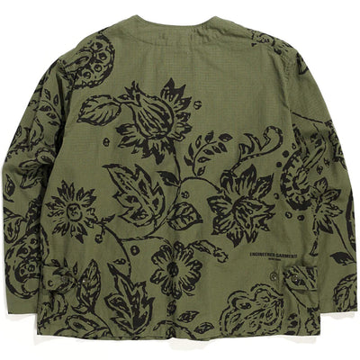 Cardigan Jacket 'Olive Floral Print Ripstop'