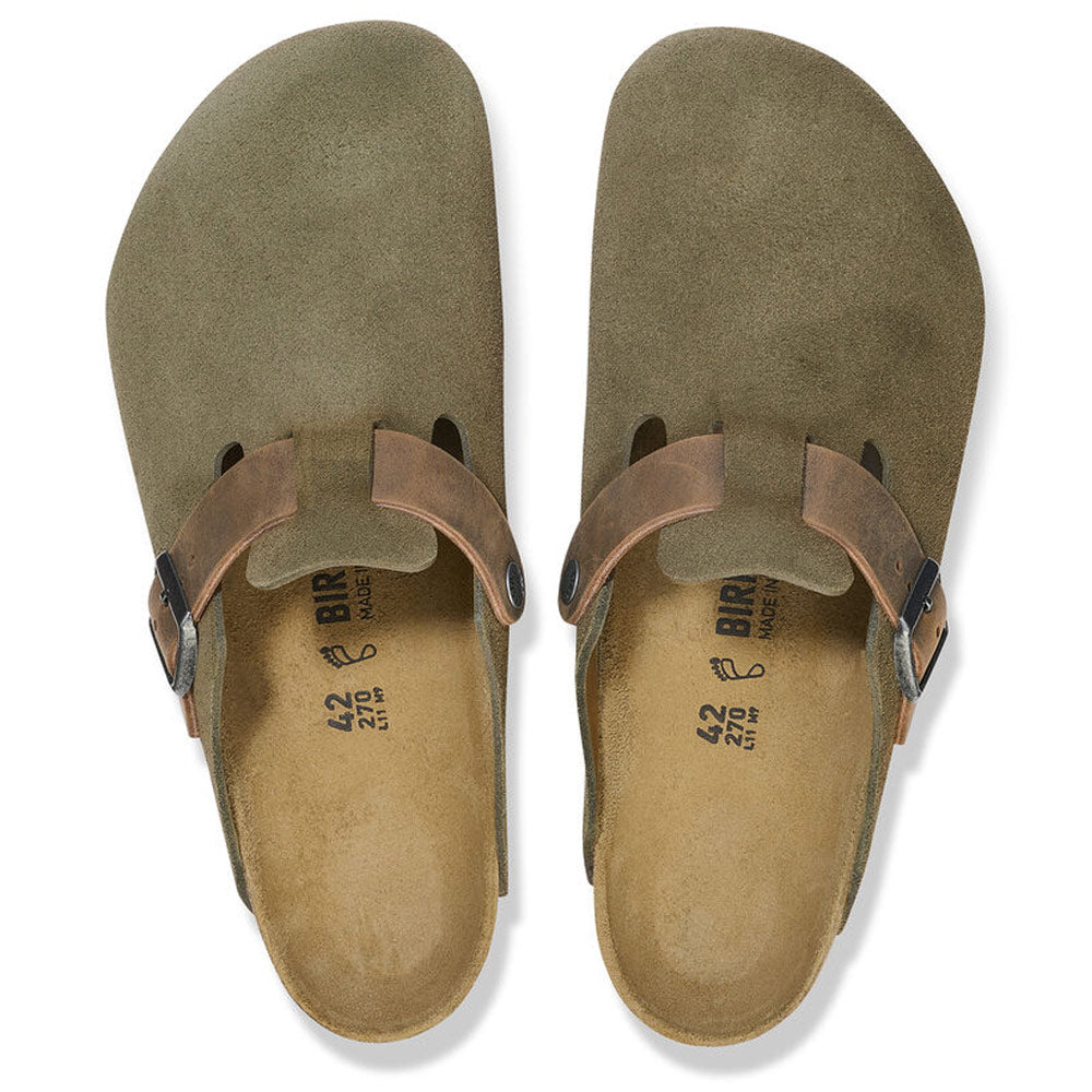 Boston Clogs Leather Slippers 'Thyme Green'