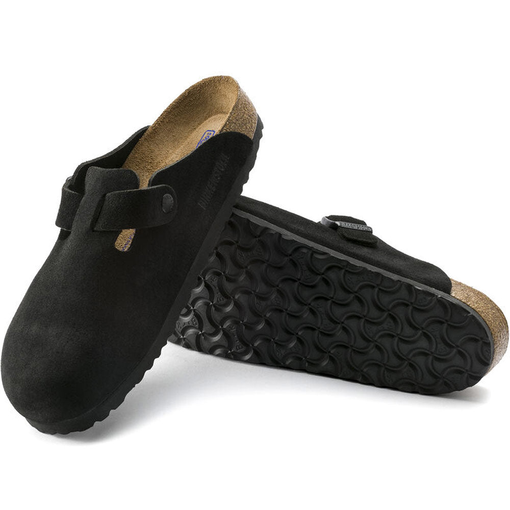 Birkenstock | Boston Soft Footbed Suede Leather Slippers 'Black'