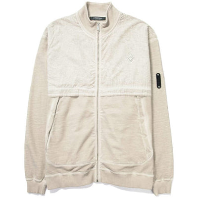 Knitted Wash Contrast Zip-Up 'Bone'