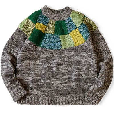 3G Wool Hand Knit Tugihagi Crew Sweater 'Green'