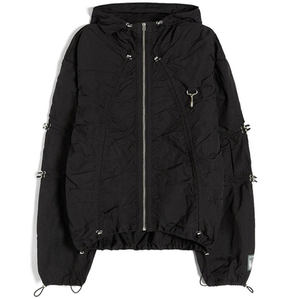 Cinched Nylon Hooded Jacket 'Black'