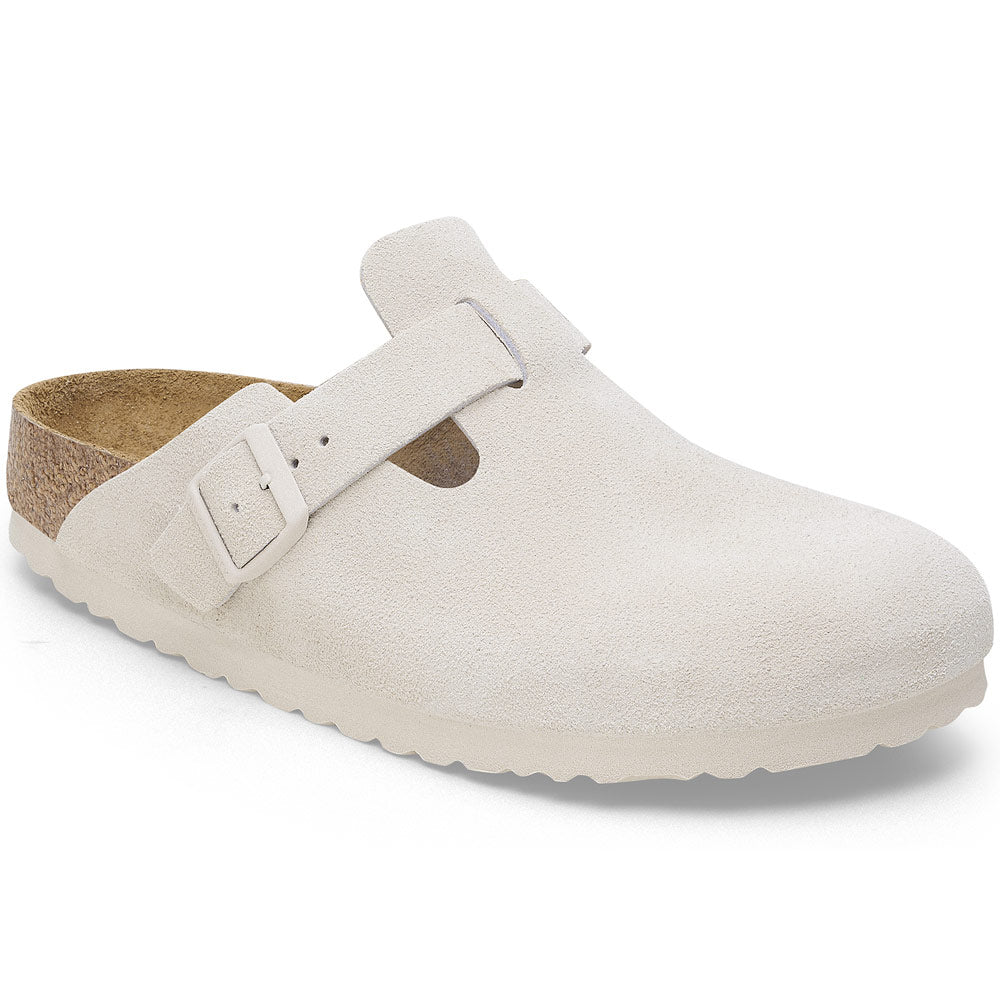 Boston Soft Footbed Suede Leather Slippers 'Antique White'