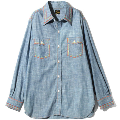 Work Shirt - Cotton Chambray/India Emb 'Blue'