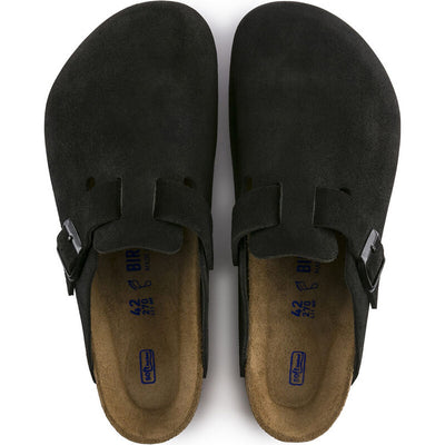 Birkenstock | Boston Soft Footbed Suede Leather Slippers 'Black'