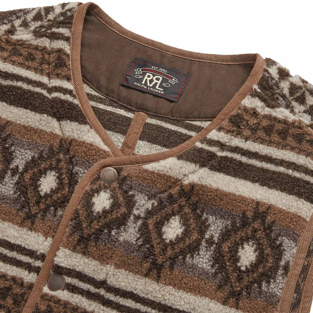 Poly / Wool Fleece Knit Buck Vest 'Brown Multi'