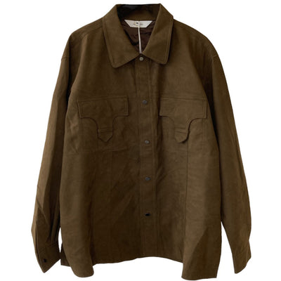 Faux Leather Bush Shirt Jacket 'Brown'