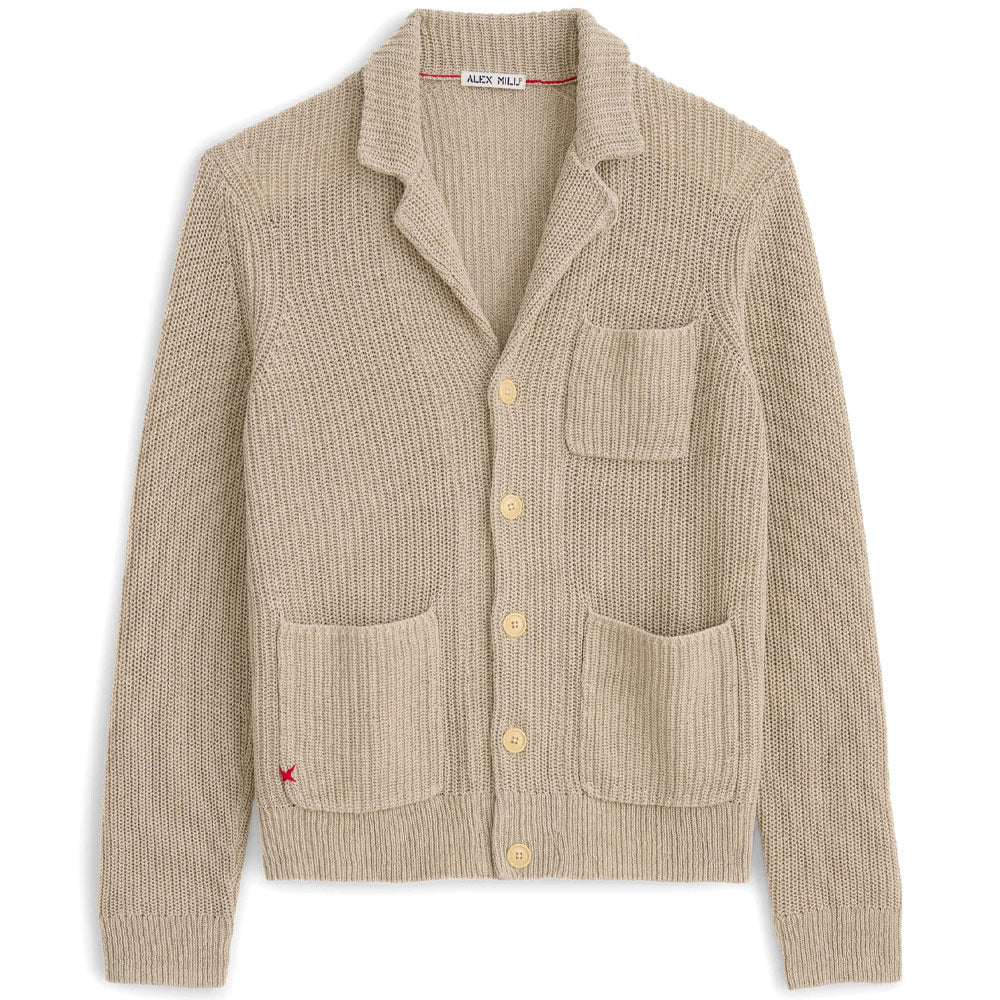Mitchell Cardigan In Linen Cotton 'Flax'