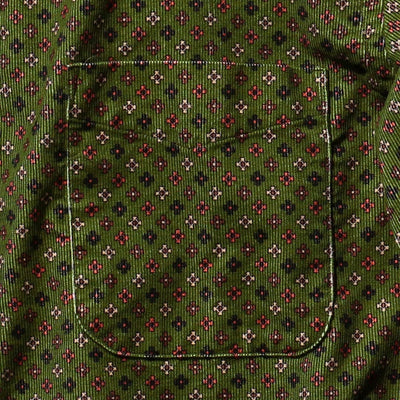 Corduroy Fine Print Button Down Shirt 'Green'