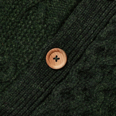3 Gauge Multi-Pattern Aran Cardigan 'Green'