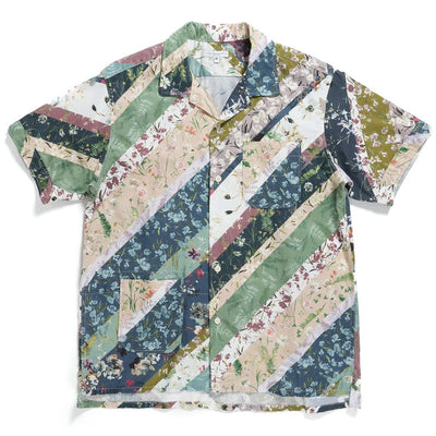 Camp Shirt Short Sleeve 'Navy Cotton Diagonal Print'