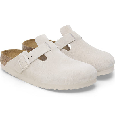 Boston Soft Footbed Suede Leather Slippers 'Antique White'