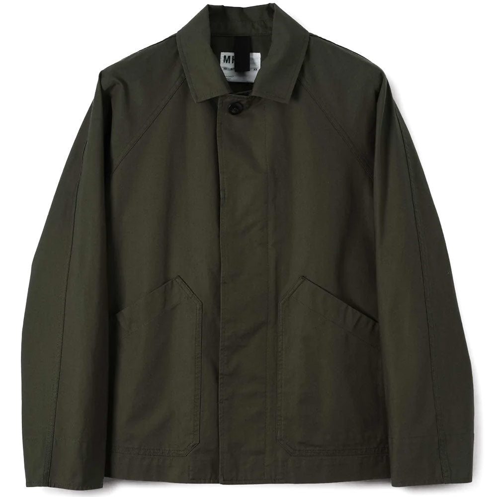MHL.ジャケット MHL Raglan Jacket Compact Cotton Canvas Uniform in Green