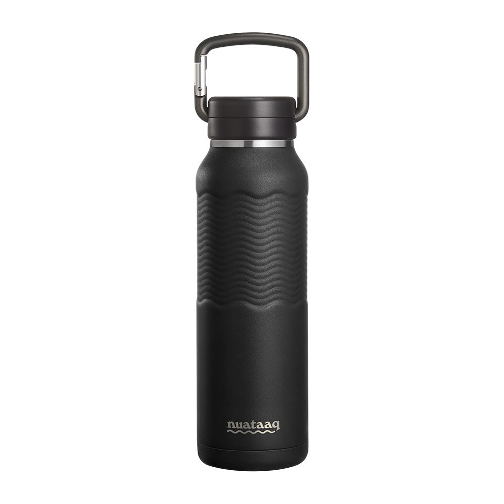 Nuataaq | 34 Oz / 1L Carabiner Water Bottle With Clip Cap 'Obsidian'