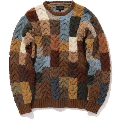 Patchwork Hand Knit Cable Crew Neck 'Cable'