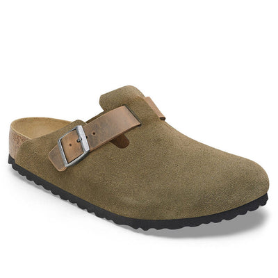 Boston Clogs Leather Slippers 'Thyme Green'