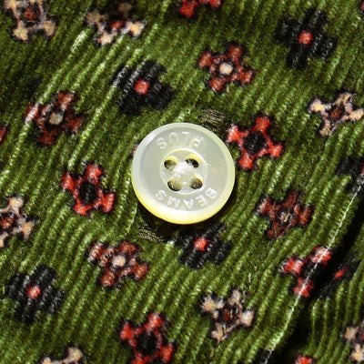 Corduroy Fine Print Button Down Shirt 'Green'