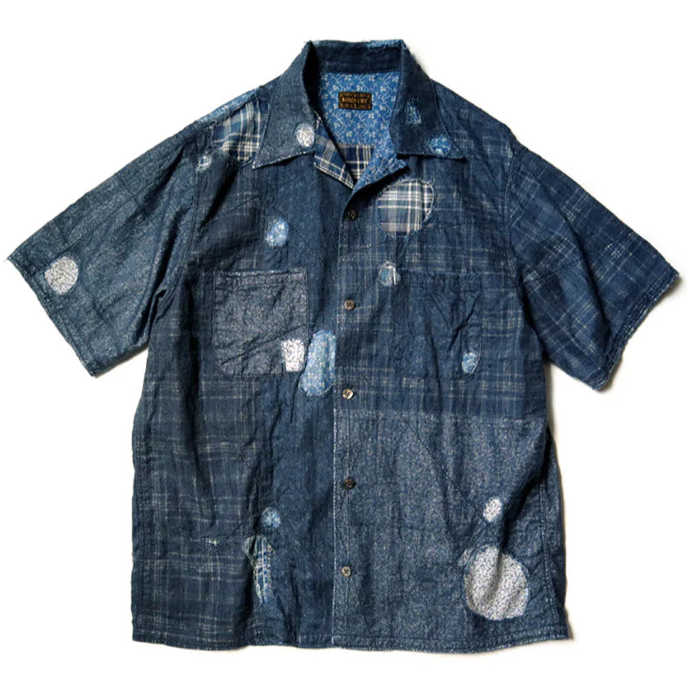 Patchwork Boro Aloha Shirt 'Indigo'