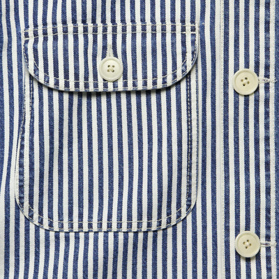 Work Jacket In Railroad Stripe 'Indigo / Ivory '