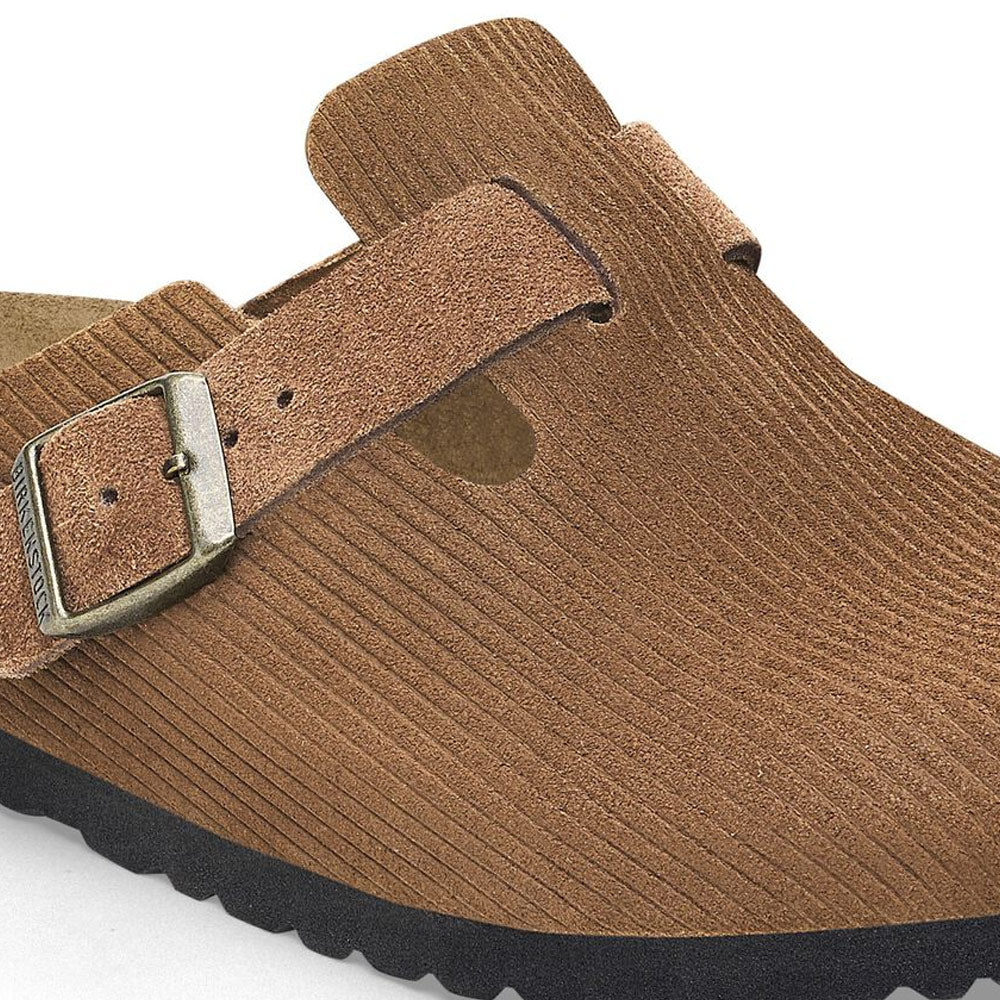 Birkenstock | Boston Suede Embossed Slippers 'Corduroy Dark Tea
