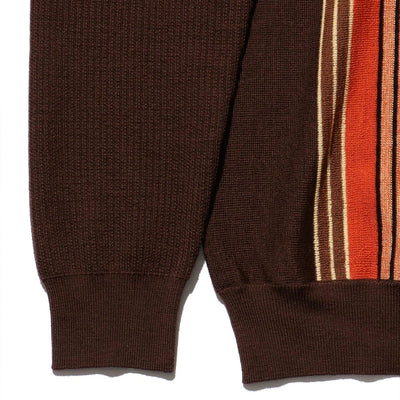 Wool Knit Striped Polo Shirt 'Dark Brown'