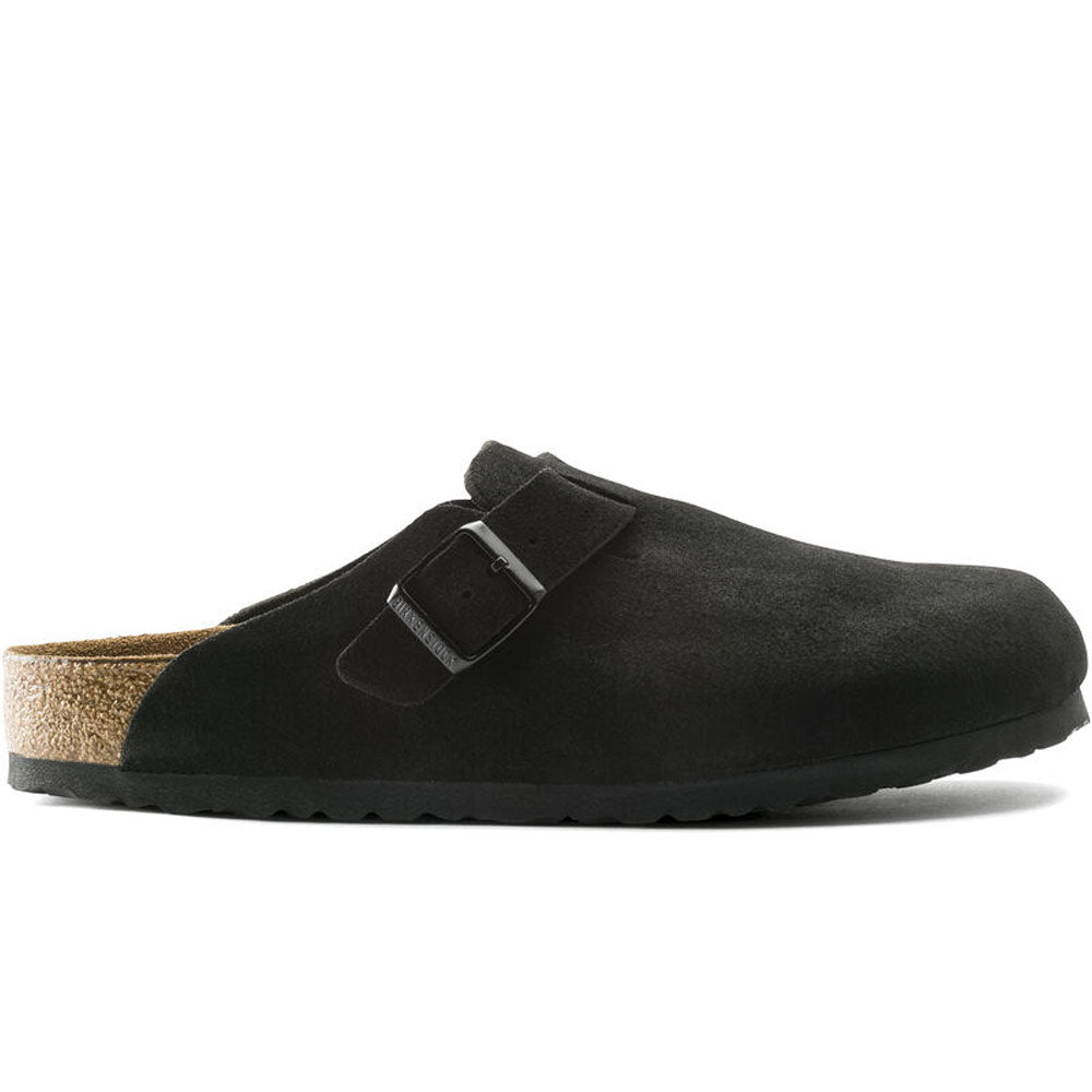Birkenstock | Boston Soft Footbed Suede Leather Slippers 'Black'