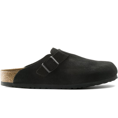 Birkenstock | Boston Soft Footbed Suede Leather Slippers 'Black'