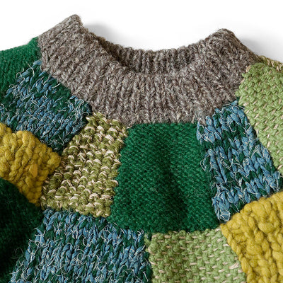 3G Wool Hand Knit Tugihagi Crew Sweater 'Green'