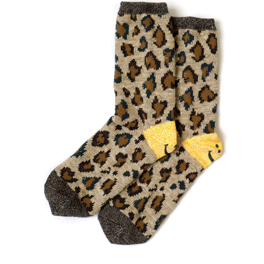 84 Yarns Rainbowy Happy Heel Leopard Socks 'Brown'